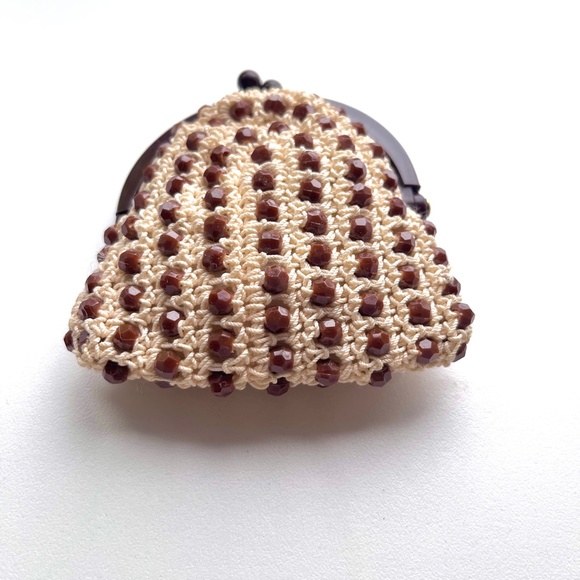 Vintage Beaded Crochet Coin Change Purse Kiss Lock Pouch - Picture 3 of 6
